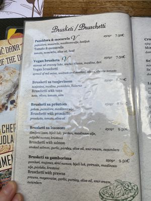 Menu  at La Catedral in Kotor