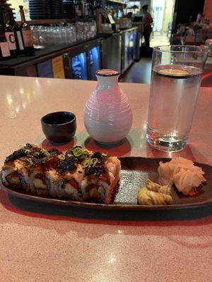 Unami Maki w/ warm sake  at Blue Sushi Sake Grill in Lincoln