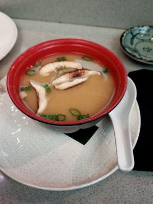 Vegan miso soup at Blue Sushi Sake Grill in Lincoln