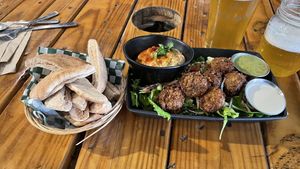 Falafel, hummus and salad at Panthere Verte - Mile End in Montreal