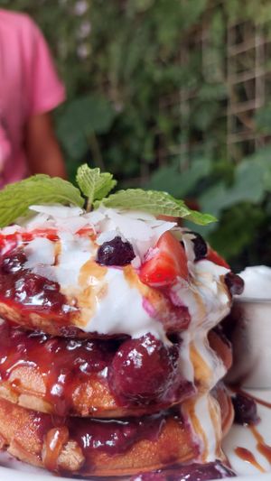 Pancakes (tripple berry) with ice  at Secret Spot - Canggu in Canggu