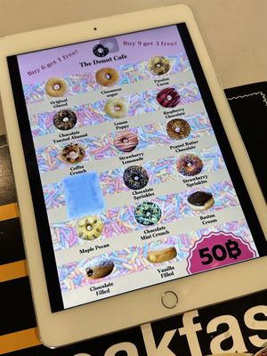 Donut menu   at The Donut Cafe in Chiang Mai