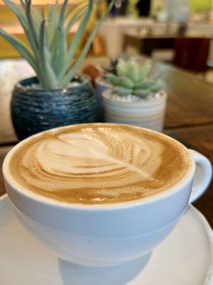 Cappuccino w/ oat milk (70 THB)  at The Donut Cafe in Chiang Mai