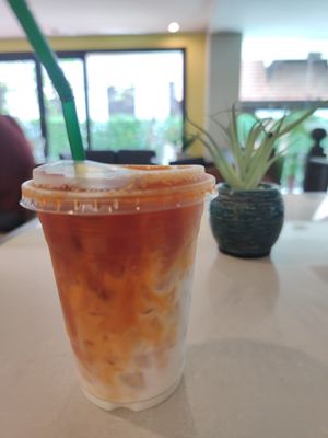 Iced Thai Tea with Almond milk at The Donut Cafe in Chiang Mai