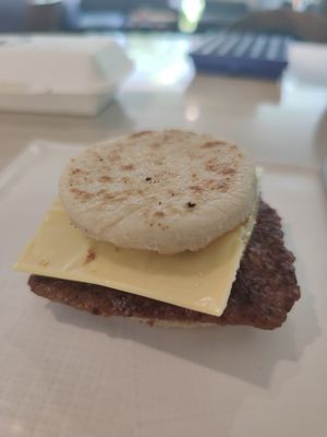 Vegan sandwich with sausage at The Donut Cafe in Chiang Mai