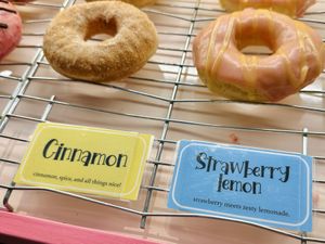 New printed labels   at The Donut Cafe in Chiang Mai