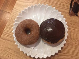 Cinnamon and Boston cream  at The Donut Cafe in Chiang Mai
