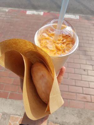 Glazed Donut & Thai Tea! at The Donut Cafe in Chiang Mai