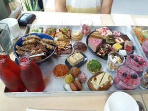 Tray with high-tea at Sharp Sharp Everyday in Rotterdam