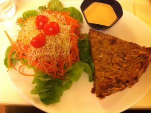 vegetable tofu quiche at Loving Hut in Paris