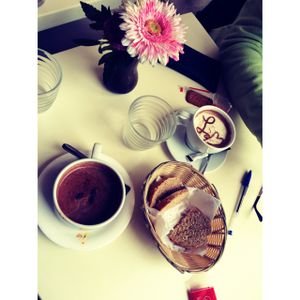 chocolat chaud et un café moka!  at Loving Hut in Paris