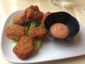 golden nuggets at Loving Hut in Paris