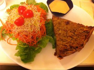 Tofu and zucchini quiche at Loving Hut in Paris
