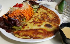 Crepe with mushrooms and cream at Loving Hut in Paris