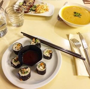 Starters at Loving Hut in Paris