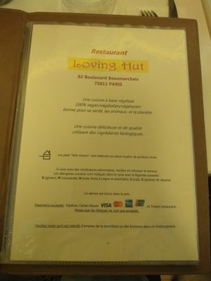 Their Menu at Loving Hut in Paris