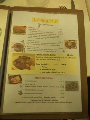 Menu at Loving Hut in Paris