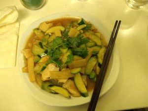 Sauté veggies with tofu at Loving Hut in Paris