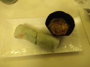 One spring roll at Loving Hut in Paris