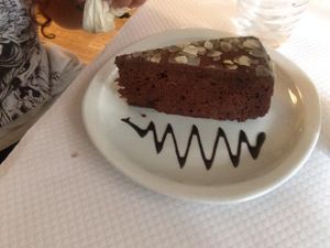 Chocolate cake at Loving Hut in Paris