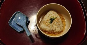 Onigiri with tea sauce at Rikyuan in Hakone