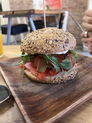 Burger with bacon  at El Petit Princep in Barcelona