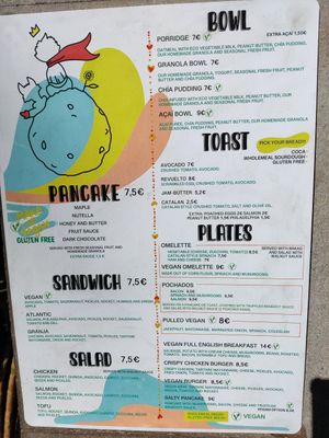 Menu (prices have increased) at El Petit Princep in Barcelona