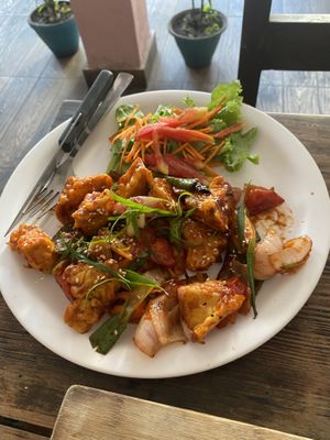 Tofu Chilly. Great.  at Little Windows in Pokhara