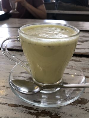Golden milk  at Little Windows in Pokhara