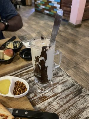 Hot chocolate with soy milk  at Little Windows in Pokhara