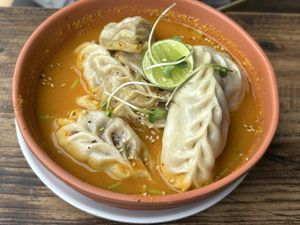 Soup momos  at Little Windows in Pokhara