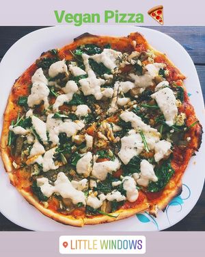 Fresh Vegan Pizza  at Little Windows in Pokhara
