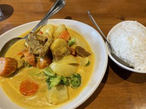 Yellow Curry with tempeh  at Ta Ra Rin in Eugene