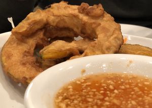 Royal Pumpkin
Golden fried pumpkin, ground peanuts, sweet sour sauce at Ta Ra Rin in Eugene