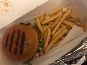 The vegan mothercluker burger is really nice, eat in or takeaway. One of the best takeaway vegan burgers I’ve had in a long time  at Turtle Bay in Preston