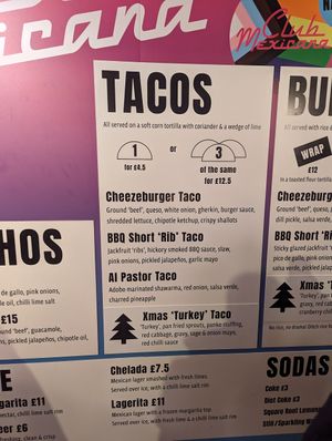 Menu at Club Mexicana - Seven Dials in London