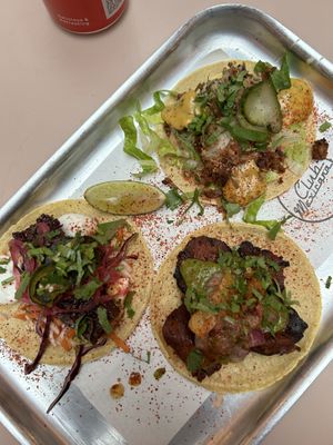 Cheezeburger, short rib and al pastor tacos #Veganuary at Club Mexicana - Seven Dials in London