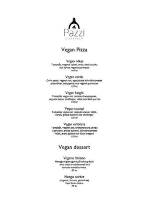Menu   at Pazzi in Stockholm