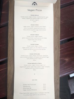 Menu at Pazzi in Stockholm