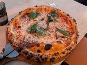 Nduja pizza at Pazzi in Stockholm