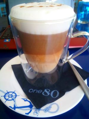 Iced Coffee with coconut milk at One80 in Mgarr