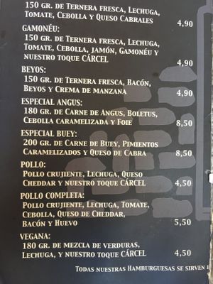 Menú at El Templo in Cangas De Onis