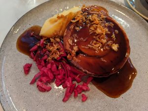 Mushroom bourguignon pie meal at Vertigo - Jack Rosenthal in Manchester