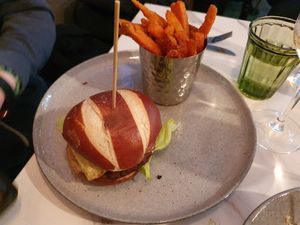 Cheezburger and sweet potato fries at Vertigo - Jack Rosenthal in Manchester