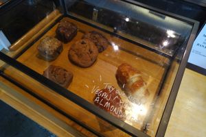 Pastry selection including vegan options at Dessert Oasis Coffee Roasters in Detroit