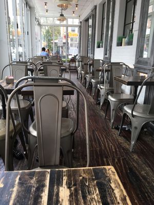 Side seating area  at Martha's Country Bakery in Astoria