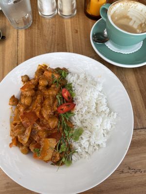 Chickpea curry (so flavourful)  at Penida Colada Beach Bar in Penida Island