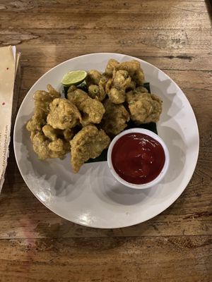 Crispy cauliflower stater (made vegan)  at Penida Colada Beach Bar in Penida Island