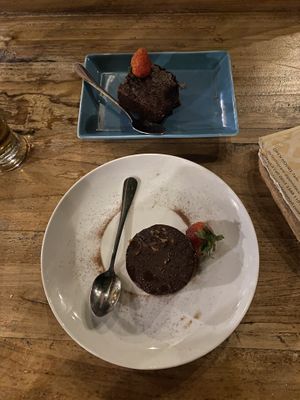 Chocolate brownie and Mars cheesecake   at Penida Colada Beach Bar in Penida Island