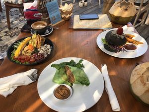 Bowl, burger, burritos   at Penida Colada Beach Bar in Penida Island